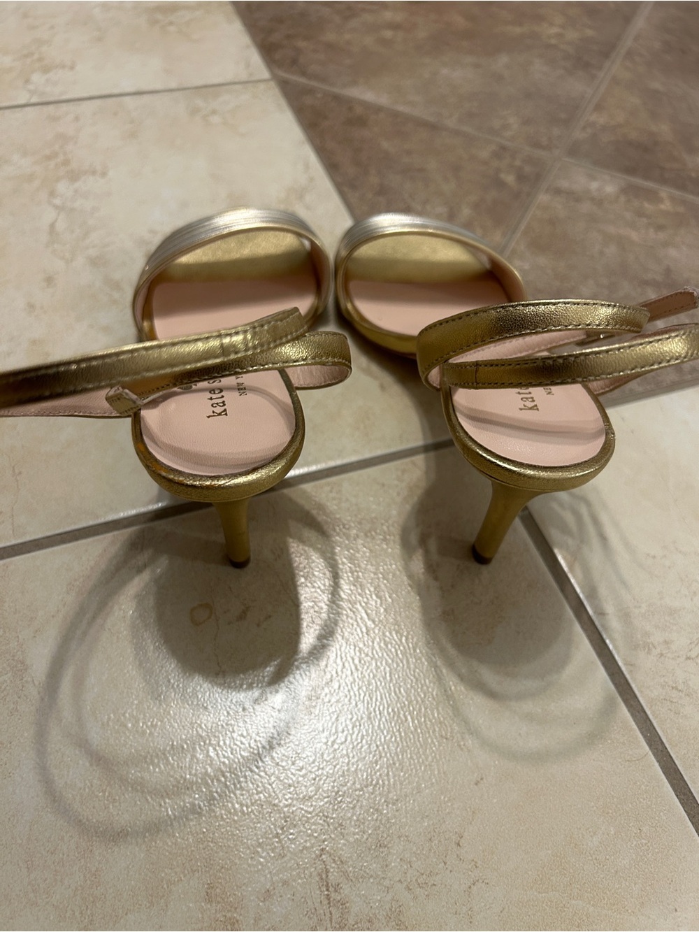 kate spade Gold Metallic Strappy Mid-Heel Sandals - Picture 3 of 5